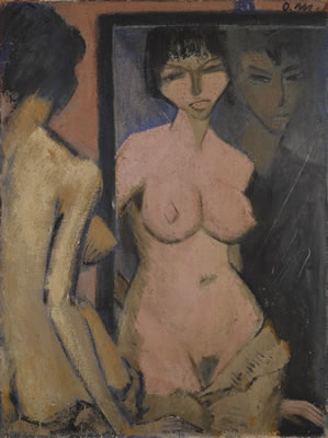 AKT IM SPIEGEL MIT SELBSTBILDNIS (NUDE IN MIRROR WITH SELF-PORTRAIT) OR AKT MIT SELBSTBILDNIS VOR DEM SPIEGEL (NUDE WITH SELF-PORTRAIT BEFORE THE MIRROR) by Otto Muller - Auction record, sale price, and art valuation. Compare with similar artists and explore comparable artworks.