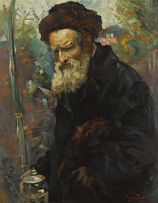 RABBI WITH LULAV AND ETROG CONTAINER