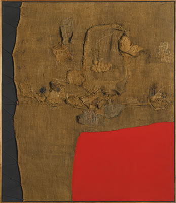 Sample artwork by Alberto Burri (1915 - 1995), known for abstract painting, collage-'art informal' - View similar artists and auction records