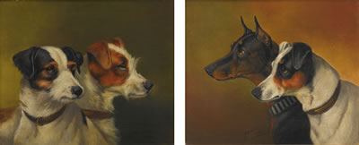 PAIR: TWO TERRIERS; TWO JACK RUSSELLS