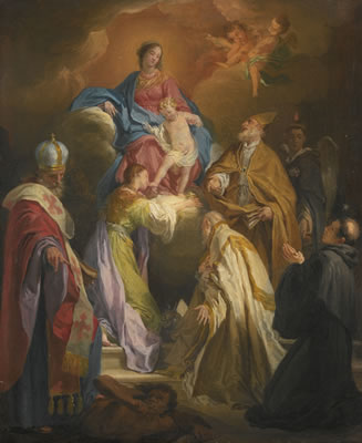 THE MADONNA AND CHILD ATTENDED BY SAINTS AND BISHOPS by Domenico Corvi - Auction record, sale price, and art valuation. Compare with similar artists and explore comparable artworks.