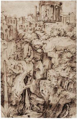 A VIEW OF TIVOLI: THE TEMPLE OF VESTA AND THE CASCADES by Francesco (Il Poppi) Morandini - Auction record, sale price, and art valuation. Compare with similar artists and explore comparable artworks.