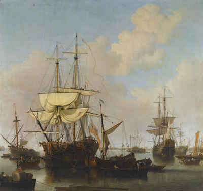 SHIPPING AT ANCHOR IN THE THAMES ESTUARY, NEAR WAPPING by Samuel Scott - Auction record, sale price, and art valuation. Compare with similar artists and explore comparable artworks.