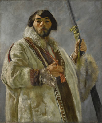 SELF PORTRAIT IN A BEAR SKIN by Sean Keating - Auction record, sale price, and art valuation. Compare with similar artists and explore comparable artworks.