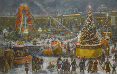 Sample artwork by Vasily Ivanovich Vikulov (1904 - 1971), known for realism style, landscapes, portraits, genre and historical paintings, socialist realist themes - View similar artists and auction records