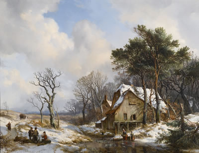 SKATERS ON A FROZEN STREAM ON THE OUTSKIRTS OF A VILLAGE by Hendrik Van De Sande Bakhuyzen - Auction record, sale price, and art valuation. Compare with similar artists and explore comparable artworks.