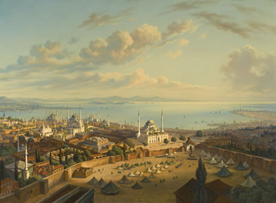 CONSTANTINOPLE FROM THE FIRE TOWER OF BEYAZIT by Hubert Sattler - Auction record, sale price, and art valuation. Compare with similar artists and explore comparable artworks.