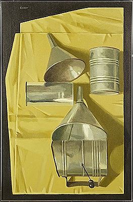 Funnels, Cans, and Sifter.