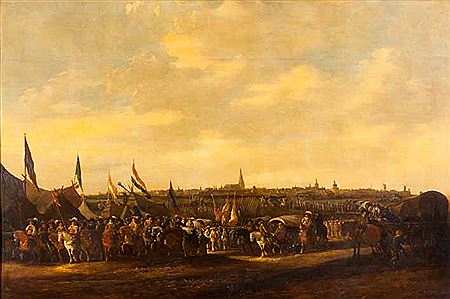 THE EVACUATION OF THE TOWN OF BREDA BY THE SPANISH TROOPS by Hendrick Meyer - Auction record, sale price, and art valuation. Compare with similar artists and explore comparable artworks.