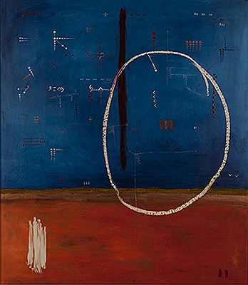 BLUE AND RED WITH WHITE CIRCLE