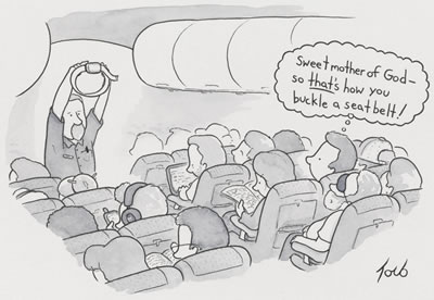 "Sweet mother of God - so that's how you buckle a seatbelt!" by Tom Toro - Auction record, sale price, and art valuation. Compare with similar artists and explore comparable artworks.