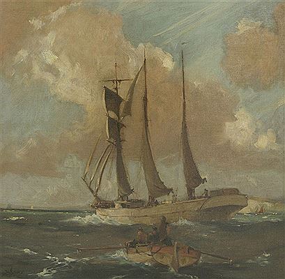 A SCHOONER PUTTING OUT FROM THE SOUTH COAST by William Hyams - Auction record, sale price, and art valuation. Compare with similar artists and explore comparable artworks.