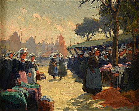 "Le marché aux étoffes à Concarneau"