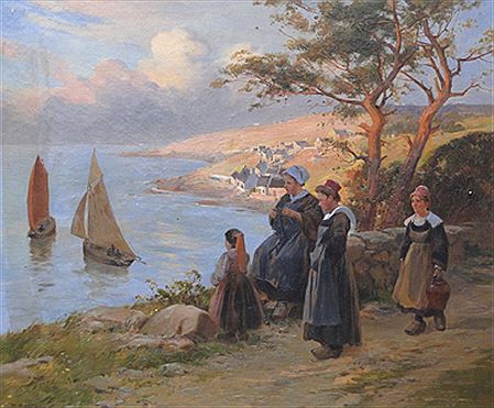 Bretonnes attendant le retour des pêcheurs