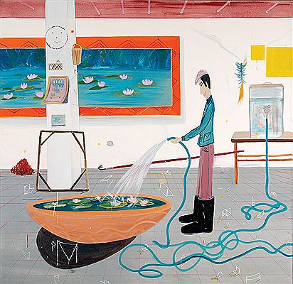 Sample artwork by Shay Azulay (Born 1971), known for narrative-rich figurative paintings - View similar artists and auction records