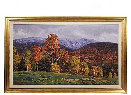 "October Snow Squall" by Scott Moore - Auction record, sale price, and art valuation. Compare with similar artists and explore comparable artworks.