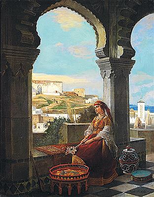 YOUNG GIRL ON THE TERRACE FORM MOROCCO