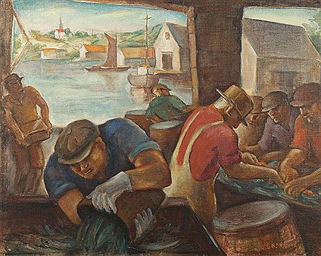 Cleaning Fish by Aaron Berkman - Auction record, sale price, and art valuation. Compare with similar artists and explore comparable artworks.