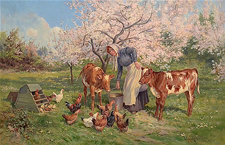 ''Feeding Time in the Orchard''