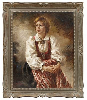 Kvinna i folkdräkt by Alexander Tolstoy - Auction record, sale price, and art valuation. Compare with similar artists and explore comparable artworks.
