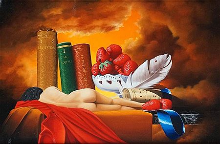 NU ALLONGÉ AUX LIVRES ET À LA COUPE DE FRAISES by Eric Abbe - Auction record, sale price, and art valuation. Compare with similar artists and explore comparable artworks.