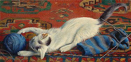 "Katze mit Wollknäuel"