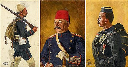 Drei Soldatenporträts aus dem griechisch-türkischen Krieg