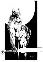 Illustration originale sur le thème de l’héroïque fantaisie publiée dans un portfolio édité par le fanzine Ephebir