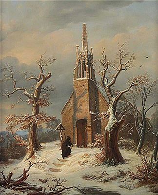 "Mönch vor einer Kapelle"