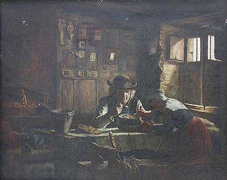 In der Bauernstube, um 1900