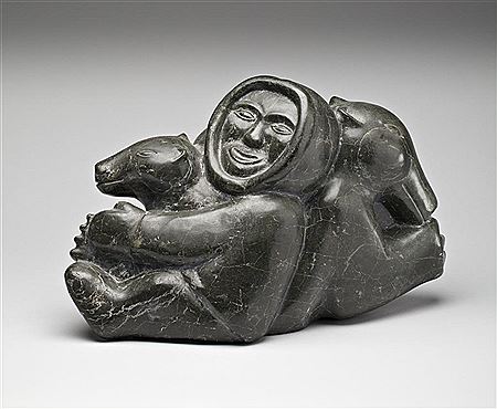 Seated Inuk with Bears and Owl Spirit Fe