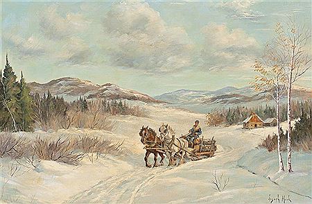 Hauling Cordwood by Joseph Monk - Auction record, sale price, and art valuation. Compare with similar artists and explore comparable artworks.