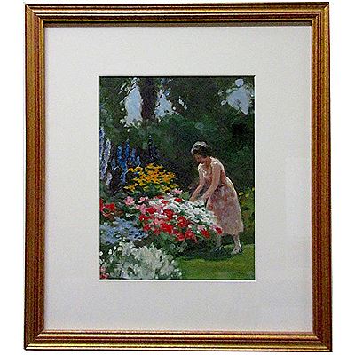 WOMAN SELECTING FLOWERS IN HER GARDEN