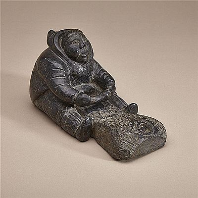 SEATED HUNTER PREPARING A TRAP by Abraham Nastapoka - Auction record, sale price, and art valuation. Compare with similar artists and explore comparable artworks.