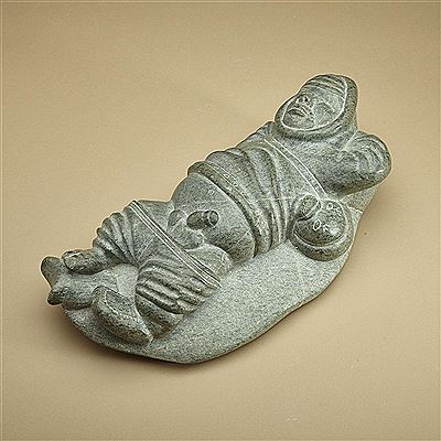 SLEEPING HUNTER WITH LOWERED PANTS AND ONE KAMIK by Tivi Ilisituk - Auction record, sale price, and art valuation. Compare with similar artists and explore comparable artworks.