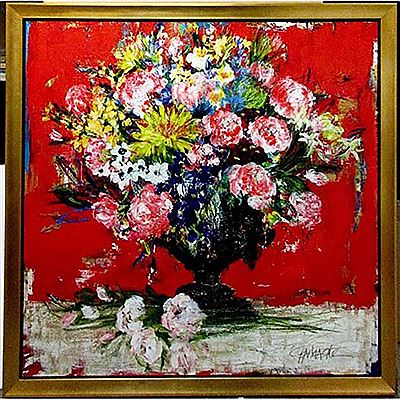 Bouquet Sur Fond Rouge