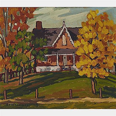 FARMHOUSE OF JOHN C. SCHAEFER (MY GRANDFATHER), HANOVER by Carl Fellman Schaefer - Auction record, sale price, and art valuation. Compare with similar artists and explore comparable artworks.