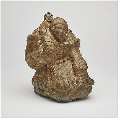 KNEELING MOTHER WITH CHILD IN HER AMAUT AND HOLDING A KAMIK by Eva Keatainaq - Auction record, sale price, and art valuation. Compare with similar artists and explore comparable artworks.