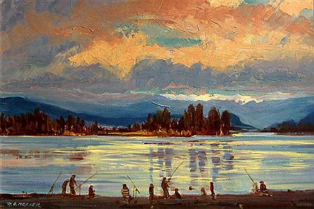 Bar Fishing at Port Mann, B.C. by Rudolph Messner - Auction record, sale price, and art valuation. Compare with similar artists and explore comparable artworks.