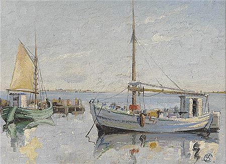 Fischerboote im Sonnenschein