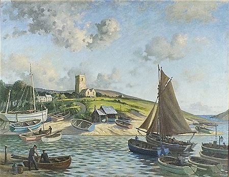 Preparing to sail Lelant cornwall
