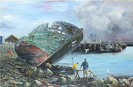 Decommissioned Trawler Newlyn Harbour by David Langsworthy - Auction record, sale price, and art valuation. Compare with similar artists and explore comparable artworks.
