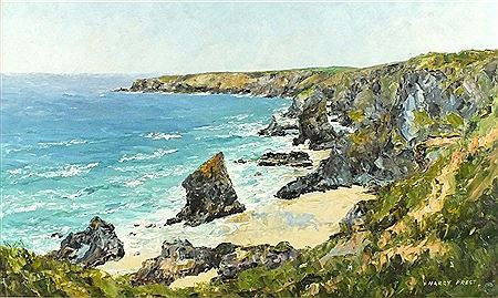 'Bedruthan Steps' - on the North Cornwall Coast by Harry Prest - Auction record, sale price, and art valuation. Compare with similar artists and explore comparable artworks.