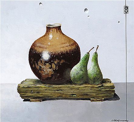Abdo nagi pot and pears by Leslie Gooday - Auction record, sale price, and art valuation. Compare with similar artists and explore comparable artworks.