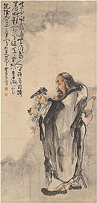 A MONK HOLDING FLOWERS
