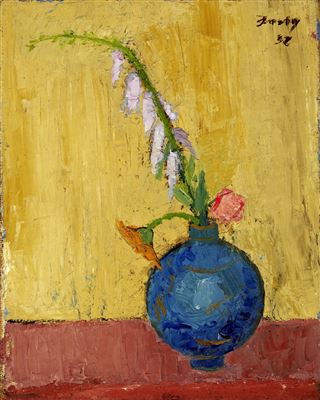 Stilleben mit blauer Kugelvase by Gian Casty - Auction record, sale price, and art valuation. Compare with similar artists and explore comparable artworks.