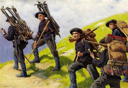 Schweizer Soldaten - Gotthardgebiet 1895