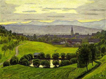 Zofingen - Blick über den Brunngraben by Oswald Saxer - Auction record, sale price, and art valuation. Compare with similar artists and explore comparable artworks.
