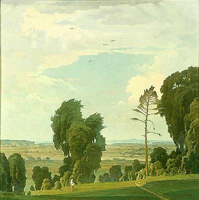 Weite Landschaft m. Bäuerin