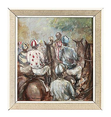 Racehorse and Jockeys at the Start by Kieran McGoran - Auction record, sale price, and art valuation. Compare with similar artists and explore comparable artworks.